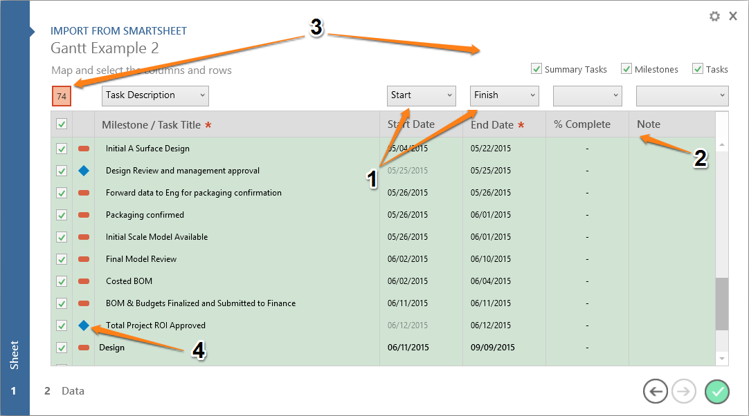 Import project schedules from Smartsheet into PowerPoint